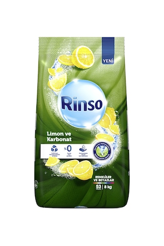 Rinso Limon ve Karbonat Renkliler ve Beyazlar için Toz Çamaşır Deterjanı 53 Yıkama 8 KG