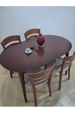 Masa Sandalye 90644 Retro Ayak Model Kayın Retro Açılır Parlak Koyu Ceviz Tabla Kahverengi