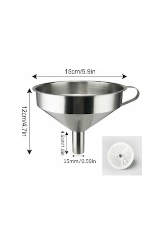 Filtreli Paslanmaz Çelik Huni 150 Mm – 1 Adet/Paket