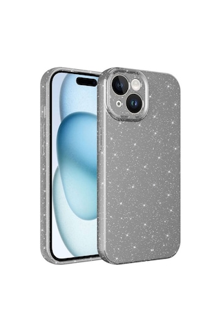 Apple Uyumlu iPhone 15 Kılıf Kamera Korumalı Simli Lüks Koton Kapak