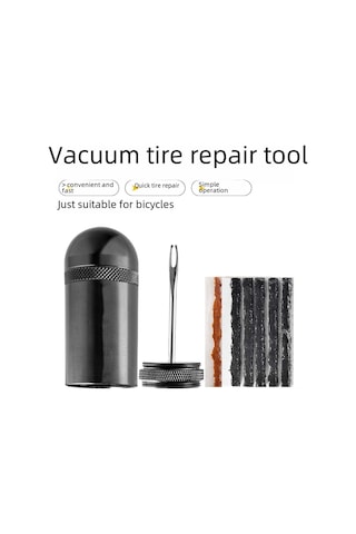 Kosona Bisiklet Lastik Tamiri İçin Taşınabilir Acil Tamir Seti - Vakum Lastik İçin Siyah Tamir Bantı Ve Özel Uç Takımlar Siyah