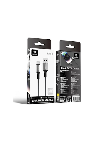 Lenyes Lc565 Usb-a To Type-c Örgü Tasarımlı Hızlı Şarj Özellikli Data Ve Şarj Kablosu 12w 1m Siyah