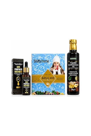 Çareburada Kış Seti Propolis 20 Ml & Kış Çayı 40 Poşet & Propolisli Zencefilli Keçi Boynuzu Özü 35