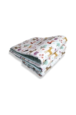 Bebek Özel 80x130 Beşik Kenar Koruma Seti, 3 Parça,%100 Pamuk, Doğa Desenli, Mint Yeşili Genel