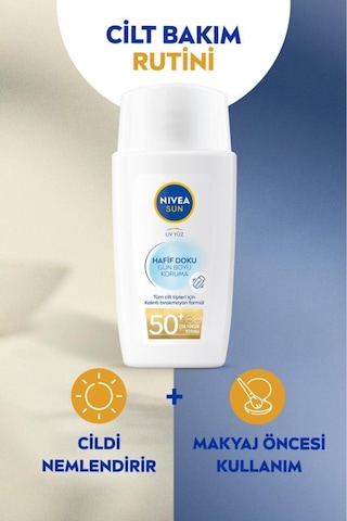 Sun Spf50 Hafif Dokulu Güneş Koruyucu Yüz Kremi 40ml, Yüksek Güneş Koruyucu, Erken Yaşlanma Karşıtı