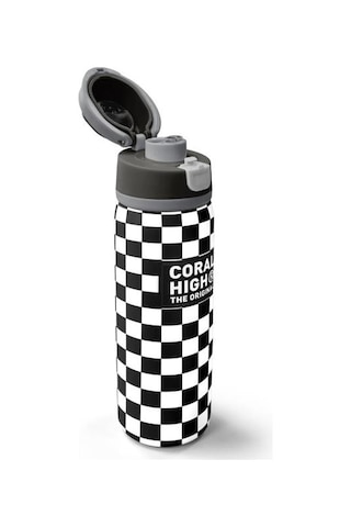 Coral High Siyah Beyaz Dama Desenli Pipetli Ve Direkt İçim Çelik Termos 800 Ml 38538 Çok Renkli
