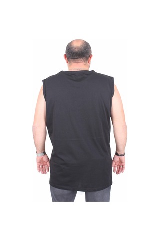 Starbattal Büyük Beden Baskılı Kolsuz Tişört Denim 25154 Sıyah Siyah