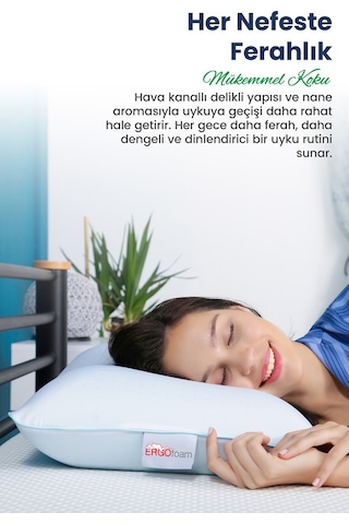 Viscofoam Aroma Terapi Hava Kanallı Ortopedik Yastık Visco Yastık Nane 60x40x16cm