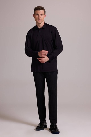 Ysf Erkek Siyah Polo Yaka Sweatshirt