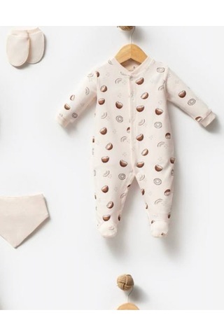 By Bubbles Unisex Desenli 10'lu Hastane Çıkış Seti Ekru Hindistan Cevizi