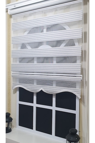 Storburada Zebra Stor Perde Çizgili Etek Dilimli St 010 Ekru