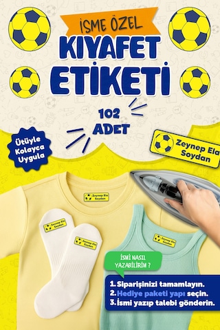 Kıyafet Etiketi - Okul Kıyafetlerine Kişiye Özel 30 Saniyede Kolay Uygulama Yıkanabilir -fenerbahçe Çok Renkli