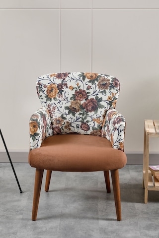 Colormix Kahverengi Çiçekli Tekli Berjer Koltuk