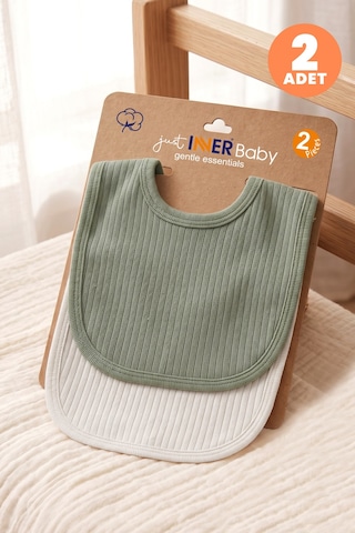 Just Inner Erkek Bebek 2'li %100 Pamuk Önlük Düz Renk Dokulu Çıtçıtlı Çift Katlı Cilt Dostu 582302 Renkli