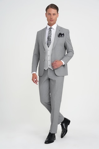 Efor Slim Fit Fleto Cep Pötikare Desenli Yelekli Siyah Takım Elbise Tk 922 Siyah