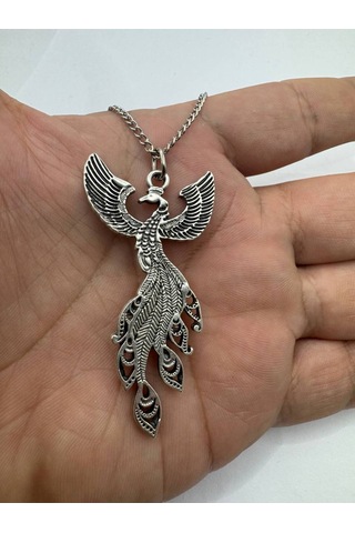 Phoenix Soul Zümrüdüanka Kuşu Figürlü Unisex Kolye 60 Cm Zincirli Çok renkli