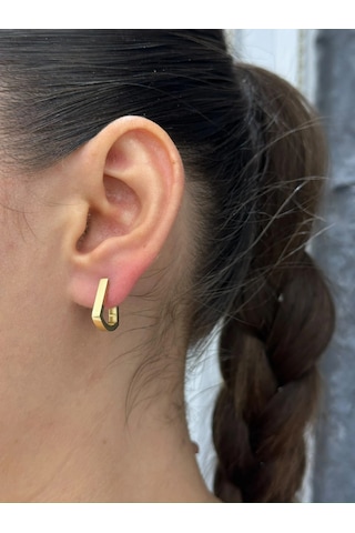 14 Ayar Altın Oval Şekilli Küpe 1286 Gold