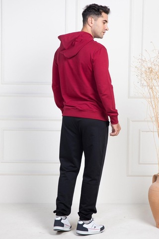 Mecit 2975 Bordo %100 Pamuk Kapüşonlu Spor Model Büyük Beden Erkek Pijama Takımı Bordo