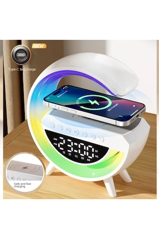 Forlife Kablosuz Şarj Özellikli Bluetoothlu Çok Fonksiyonlu Masa Lambası Çok Renkli