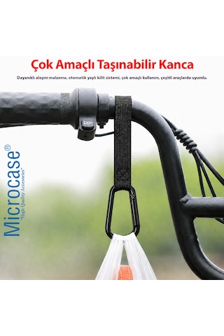 Microcase Bisiklet Motosiklet Bebek Arabası Yaylı Yük Eşya Poşet Taşıyıcı Metal Askılık 2li Set Al5598 Siyah