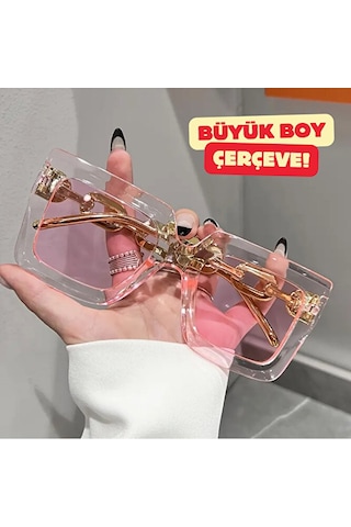 Onomo Kadın Büyük Boy Kare Moda Gözlüğü Pembe Renk Pembe