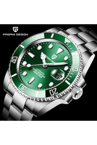 Pagani Design Pd-1661 Submariner 40mm Otomatik Mekanik Kol Saati Paslanmaz Çelik Dalgıç Saat Safir Cam Erkek Saati Yeşil Diğer