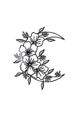 Ayna Duvar Sticker Ay Çiçek Sticker Black S Black S Diğer