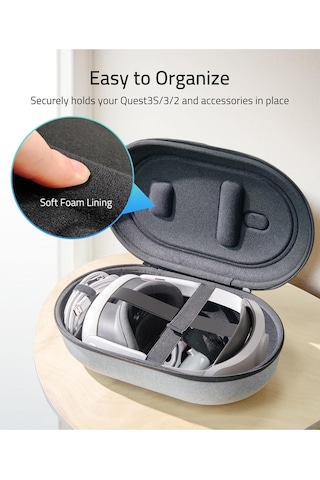 Large Sert Taşıma Çantası Meta Quest 3s/3/oculus 2/pico 4 Uyumlu Gri M42 L
