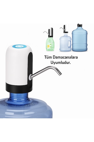 Şarjlı Damacana Pompası Usb Şarjlı, Otomatik Su Pompası BEYAZ