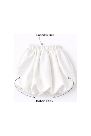 Fesshera Kids Kız Çocuk Etek Beli Lastikli Pamuklu Ve Astarlı Tül Etek Beyaz 2
