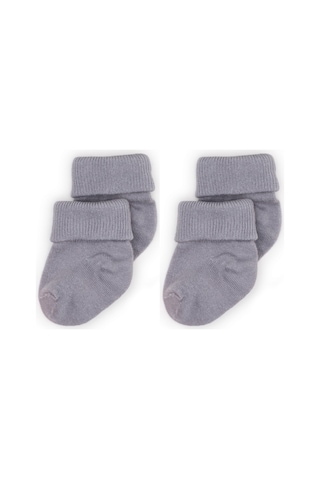 Novibaby 2'li Bambu Bebek Çorap I Cloud I 0 6 Ay I Gri Yenidoğan Bebek Çorabı Çok Renkli