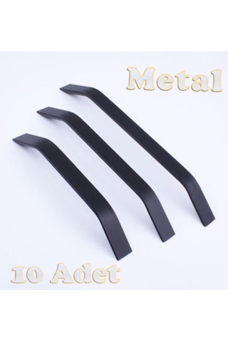 Şahin Alüminyum Metal Lüks Modern Mobilya Çekmece Mutfak Dolabı Kulpu Siyah 128mm 10 Adet Siyah