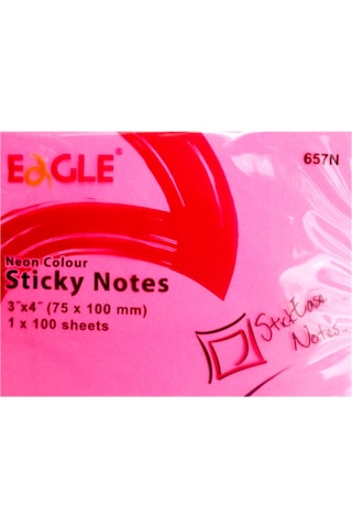 Eagle 75 X 100 MM Neon Yapışkanlı Not Kağıdı 100 Yaprak Pembe