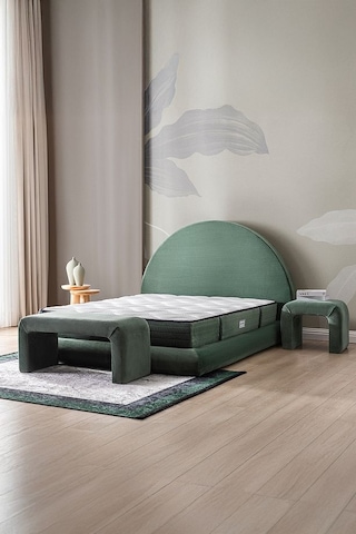 Good Night Legom Torba Yaylı Set Yatak Baza Başlık Tek Kişilik Yıkanabilir Ortopedik Yeşil