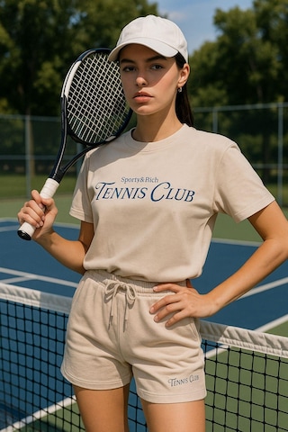 Kadın Sporty Kısa Kollu Bisiklet Yaka Oversize T-shirt Ve Şortlu Alt Üst Takım Tenis İkili Takım Çok Renkli