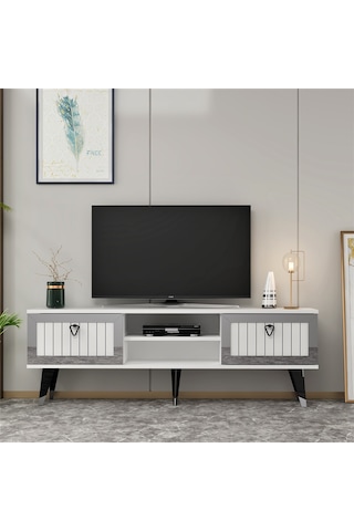 LİDYA TV STAND BEYAZ-GÜMÜŞ
