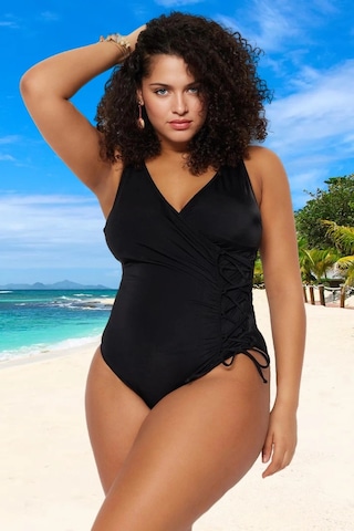 Ersefa Konforlu Plus Size Mayo Tasarım Büyük Beden Ergonomik Kesim Geniş Siyah