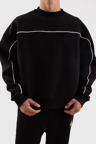 Flaw Atelier Old Skool Kalıp Siyah İçi Pamuklu Sweatshirt-siyah Siyah