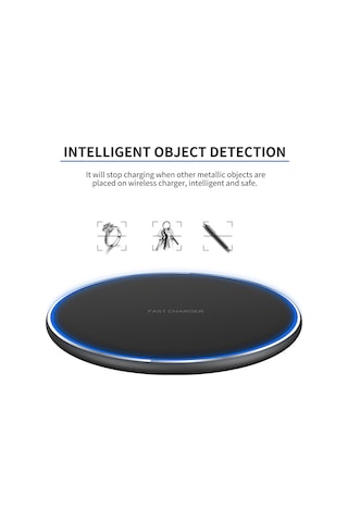 Qingmipy Alüminyum Gövde 15w Hızlı Şarj, Ayna Yüzeyli Kablosuz Telefon Şarj Cihazı, Siyah, Led Göstergeli, Entegre Koruma Özellikleri