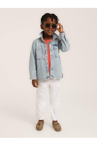 Erkek Çocuk Downhill Yazılı Kot Ceket-15632 Mavi