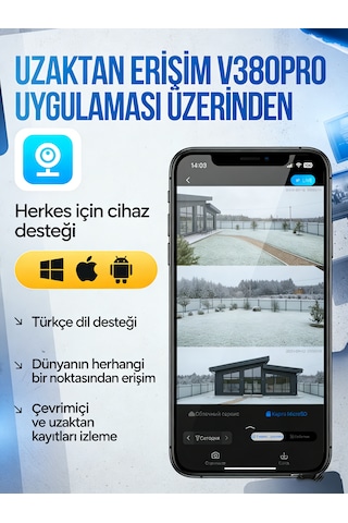 3 Kamera, Wifi Destekli, 4k Çözünürlük Güvenlik Kamerası Aynı Anda 3 Farklı Açıyı İzleyebilirsiniz V380pro İle 3 Kamerayı Da Ayrı Ayrı Ptz Döndürme Kontrol Edebilirsiniz