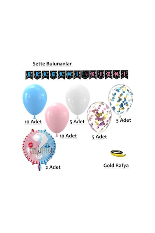 Cinsiyet Belirleme Parti Seti Baby Kutu, Banner, Folyo Balon Ve Balon Zincir Seti Konsept 4