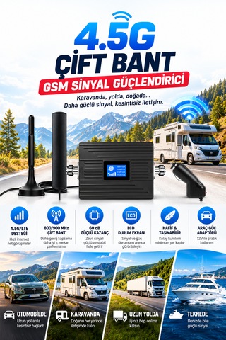 Maypal M1 Çift Bant 4.5g Gsm Sinyal Yükseltici Güçlendirici Araç Ve Karavan Kullanıma Uygun Güçlendirici B8, B20 Frekans