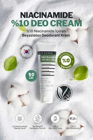 Derma Factory Alüminyum İçermeyen %10 Niacinamide Aydınlatıcı Krem Deodorant Derma Factory Deo Cream