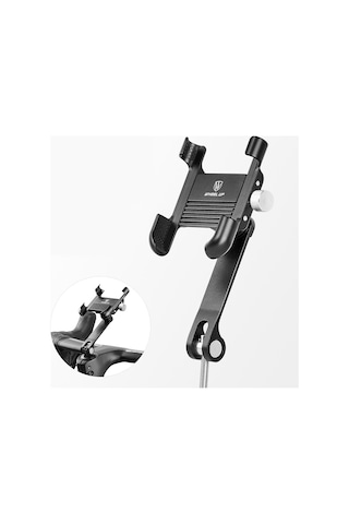 Wheel Up-360 Derece Ayarlanabilir Bisiklet Telefon Tutucu Alüminyum Y29356-a Siyah