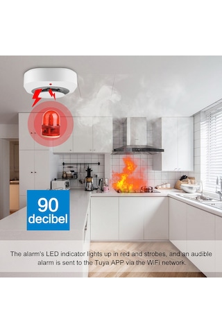 Hallow Beyaz Tuya Wifi Akıllı Duman Alarmı Ev Yangın Duman Sensörleri