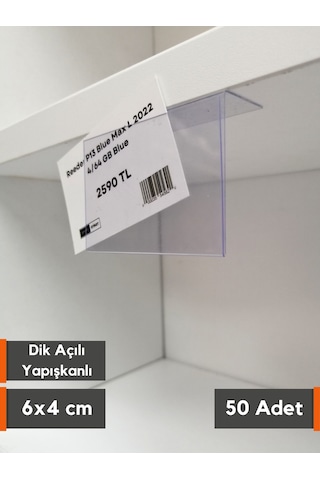 10 Adet Pvc Yapışkanlı Etiketlik Dik Açılı 6 x 4 CM Raflar İçin