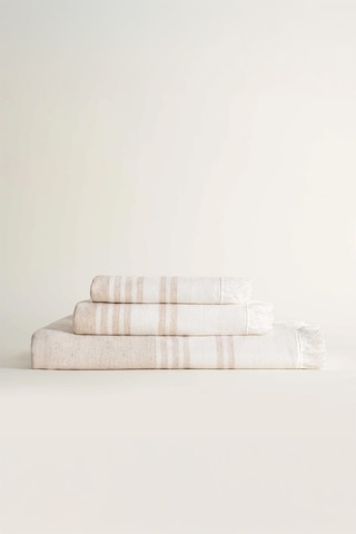 Ecocotton Erva Bej %100 Organik Pamuk Keten 3 Parça Havlu Seti Bej