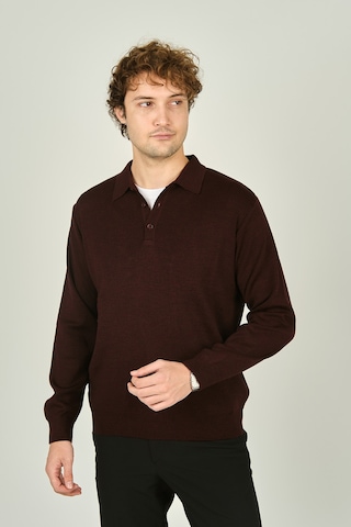 Ateş Triko Erkek Polo Yaka Düğmeli Yün Kazak 6091023 K.bordo K.bordo