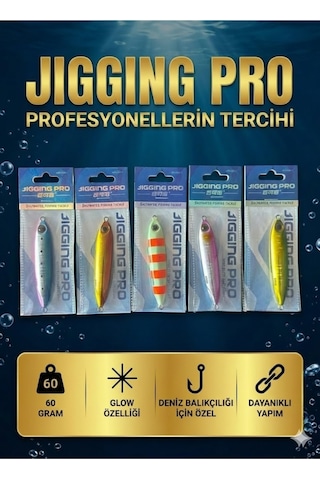 60 Gr Slow Jig Suni Balık Yemi - 5'li Avantaj Seti Glow Özellikli
